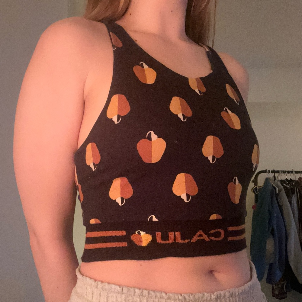 Caju Black and Gold Patterned Crop Top
